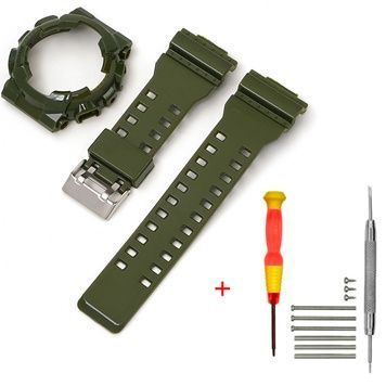 Ремінець + безель (рант) для Casio G-Shock GA-100 Army Green-Glossy SI 1051-1196 фото