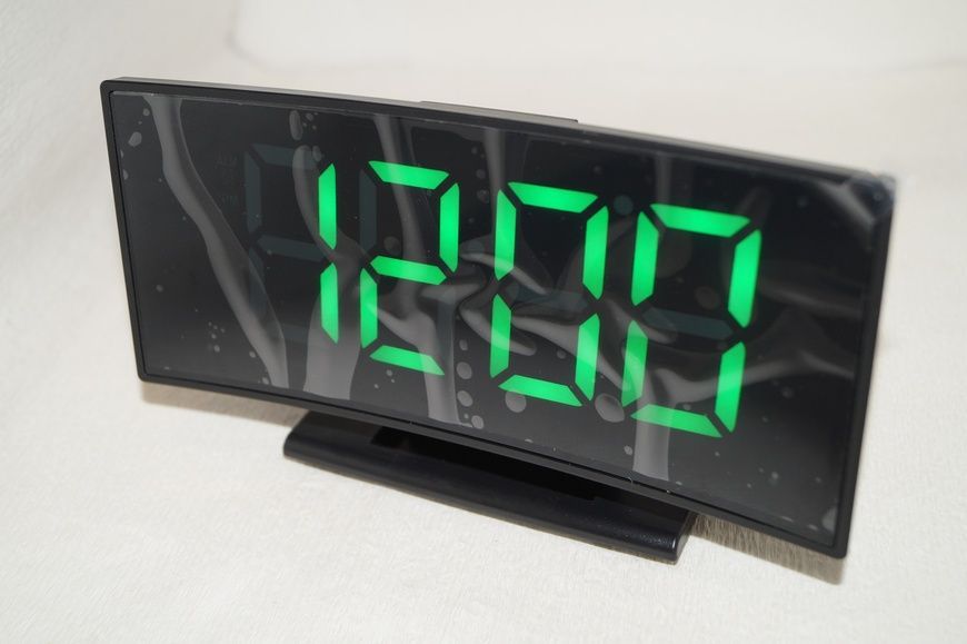 Електронний настільний дзеркальний LED-годинник, зелений підсвітка. 6DS/3621 фото