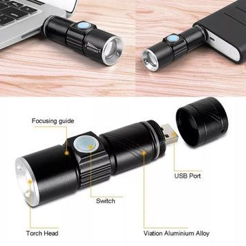 Ліхтарик Police BL 8468 &mdash; 525 Q5 XPE + COB + Вбудований Акумулятор + Зарядний кабель + MicroUSB + BOX Ліхтар 7311 фото