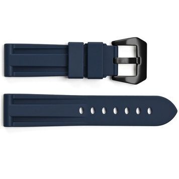 Ремінець для годинника 3001 Silicone Blue-Black 24 мм. 1051-1421 фото