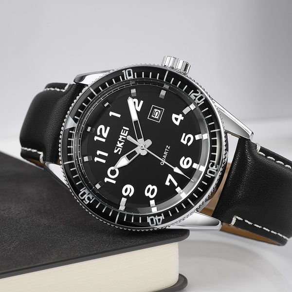Skmei 9232LSIBK Silver-Black Leather 1080-1643 фото