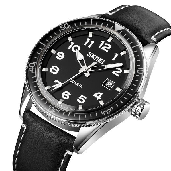 Skmei 9232LSIBK Silver-Black Leather 1080-1643 фото