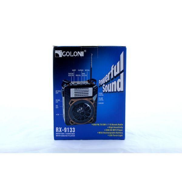 Радіоприймач Golon RX 9133 портативна колонка USB/SD/MP3/FM/LED ліхтарик 6RX/9133 фото