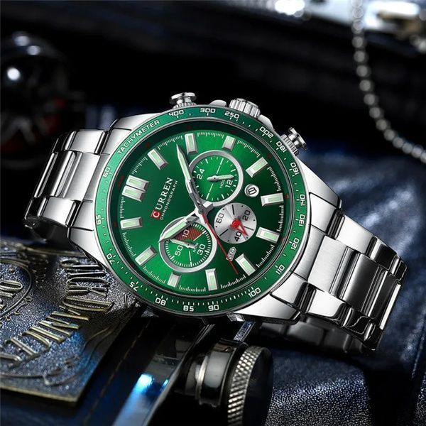 Curren 8418 Silver-Green 1008-0330 фото