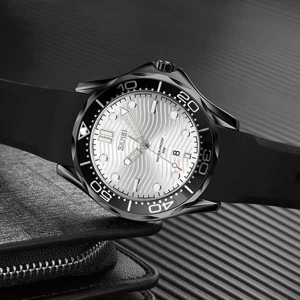 Skmei 9276PBKSI Black-Silver Silicone strap SALE 1080-1554 фото