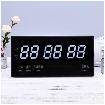 Настінний годинник Led з підсвіткою 4622 blue, Електронний годинник, будильник, настільний годинник Білий 6НЧ/4622w фото