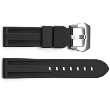 Ремінець для годинника 3001 Silicone Black-Silver 24 мм. 1051-1414 фото