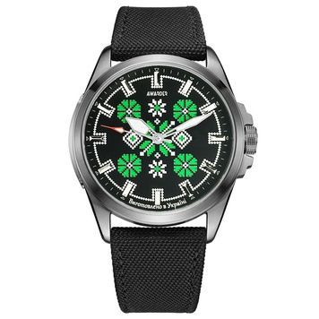 Awarder Embroidery Silver-Green Black Battery 10ATM 1202-0003 фото