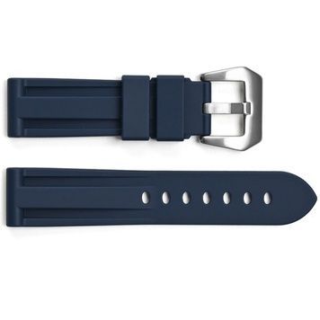 Ремінець для годинника 3001 Silicone Blue-Silver 24 мм. 1051-1415 фото