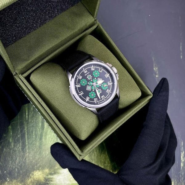 Awarder Embroidery Silver-Green Black Battery 10ATM 1202-0003 фото