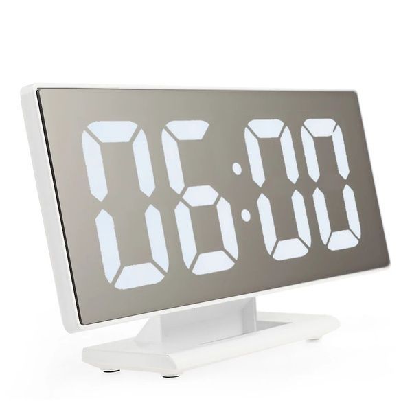 Електронний настільний дзеркальний LED-годинник DS-3618L білий підсвітка 6DS/3618L фото