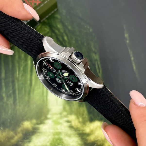 Awarder Embroidery Silver-Green Black Battery 10ATM 1202-0003 фото