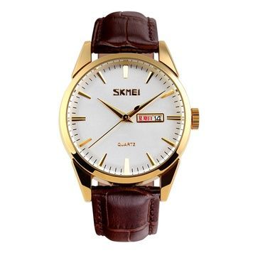 Skmei 9073GDWT-B Gold-White men 1080-1596 фото