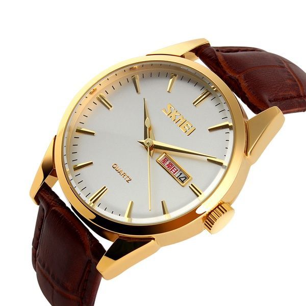 Skmei 9073GDWT-B Gold-White men 1080-1596 фото