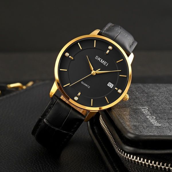 Skmei 1801LGDBK Gold-Black Leather 1080-1631 фото