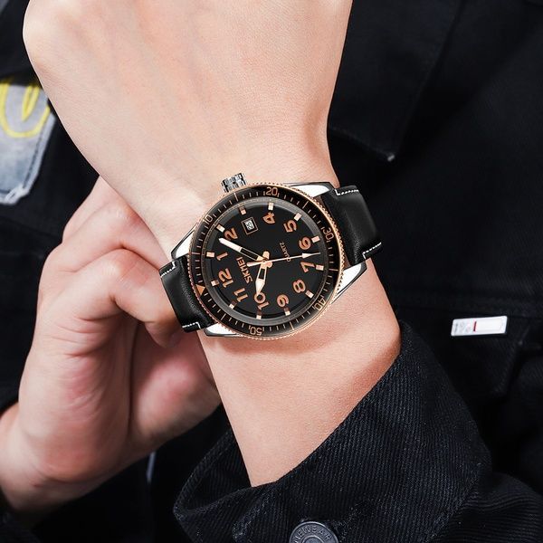 Skmei 9232LRGBK Rose-Gold Black Leather SALE 1080-1656 фото