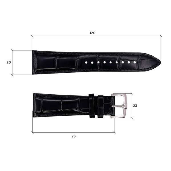 Шкіряний ремінець Premium 20х18 мм. Black 1051-0626 фото