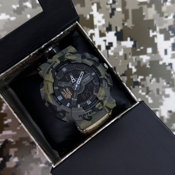 Patriot 005 Тризуб золото Camo Green Паракордовий ремінець Khaki + Коробка. 1201-0427 фото