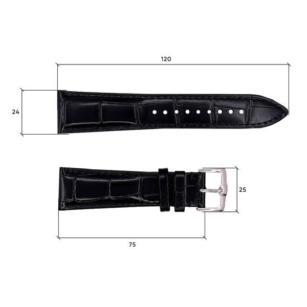 Шкіряний ремінець Premium 24х22 мм. Black 1051-0628 фото