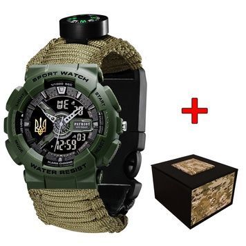 Patriot 005 Тризуб золото Army Green Паракордовий ремінець Army Green + Коробка. 1201-0431 фото