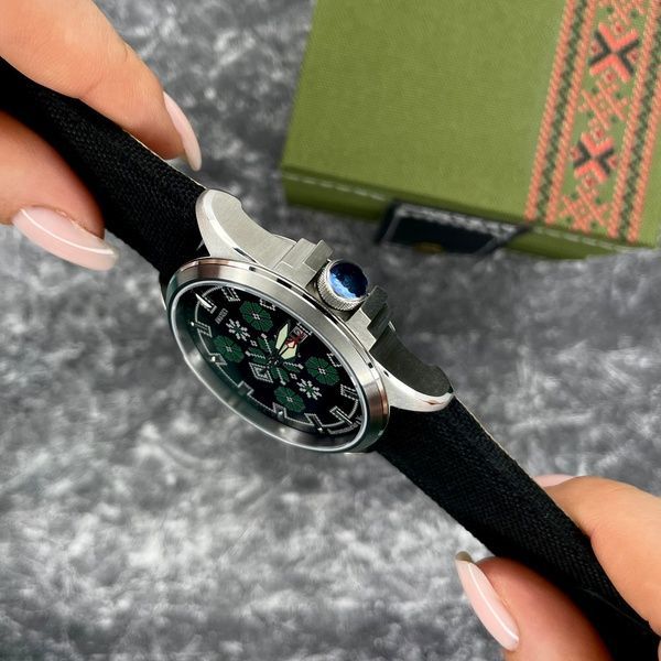 Awarder Embroidery Silver-Green Black Automatic 10ATM 1202-0004 фото