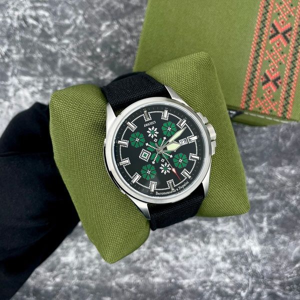 Awarder Embroidery Silver-Green Black Automatic 10ATM 1202-0004 фото