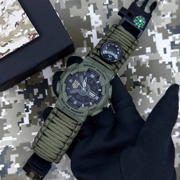 Patriot 005 Тризуб золото Army Green Паракордовий ремінець Army Green + Коробка. 1201-0431 фото