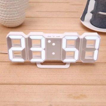 Електронний настільний, настінний LED 3D-годинник DS6609L білий підсвітка 6DS/DS6609L фото