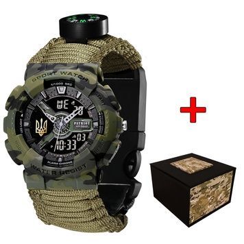 Patriot 005 Тризуб золото Camo Green Паракордовий ремінець Army Green + Коробка. 1201-0428 фото