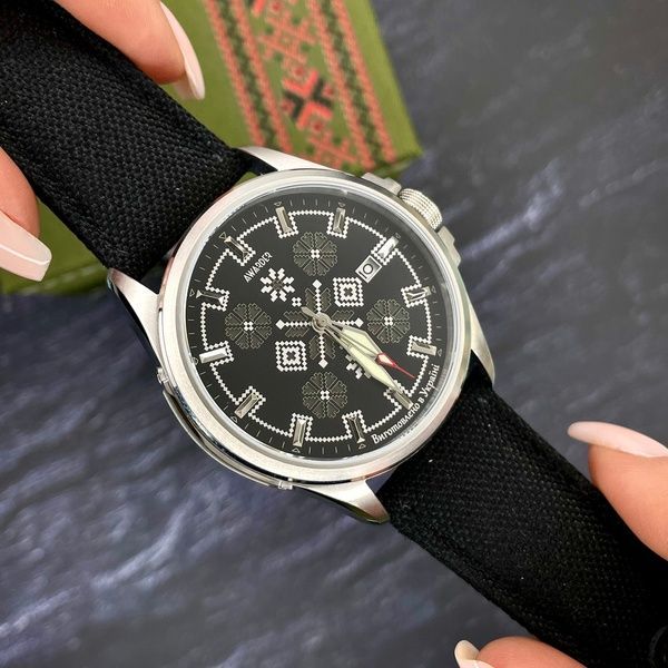 Awarder Embroidery Silver-Army Green Black Automatic 10ATM 1202-0006 фото