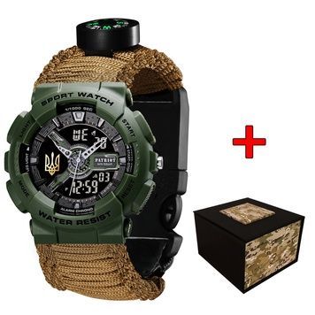 Patriot 005 Тризуб золото Army Green Паракордовий ремінець Khaki + Коробка. 1201-0430 фото