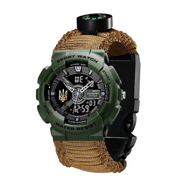 Patriot 005 Тризуб золото Army Green Паракордовий ремінець Khaki + Коробка. 1201-0430 фото