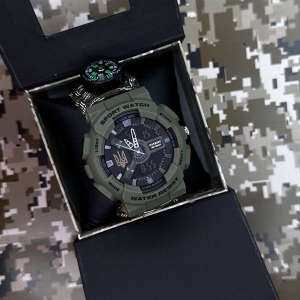 Patriot 005 Тризуб золото Army Green Паракордовий ремінець Camo Green + Коробка. 1201-0432 фото