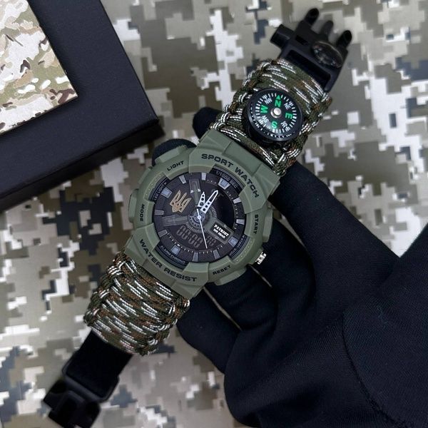 Patriot 005 Тризуб золото Army Green Паракордовий ремінець Camo Green + Коробка. 1201-0432 фото