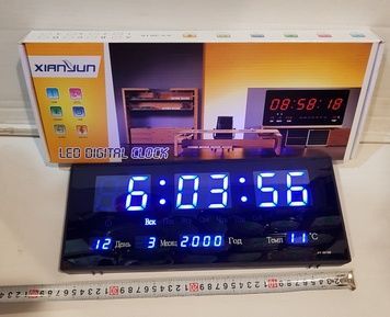Настінний годинник Led з підсвіткою 3615 синій, Електронний годинник, будильник, настільний годинник 6НЧ/3615b фото