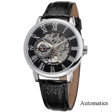 Forsining 8099A Silver-Black Leather 1059-0290 фото