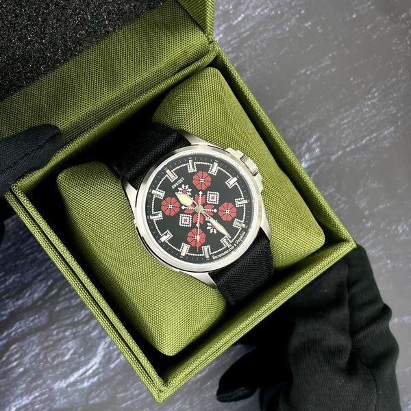 Awarder Embroidery Silver-Red Black Battery 10ATM 1202-0001 фото