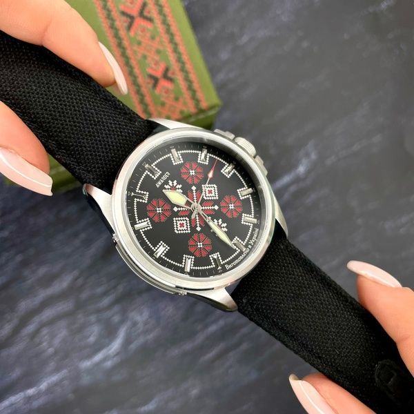 Awarder Embroidery Silver-Red Black Battery 10ATM 1202-0001 фото