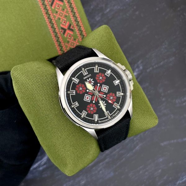 Awarder Embroidery Silver-Red Black Battery 10ATM 1202-0001 фото