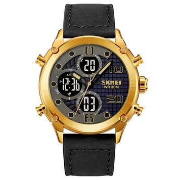 Skmei 1975LGDBK Gold-Black Leather 1080-2018 фото