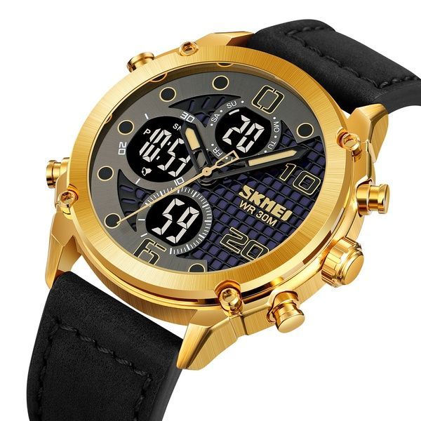 Skmei 1975LGDBK Gold-Black Leather 1080-2018 фото