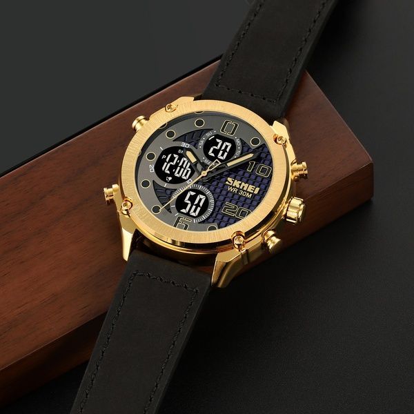 Skmei 1975LGDBK Gold-Black Leather 1080-2018 фото