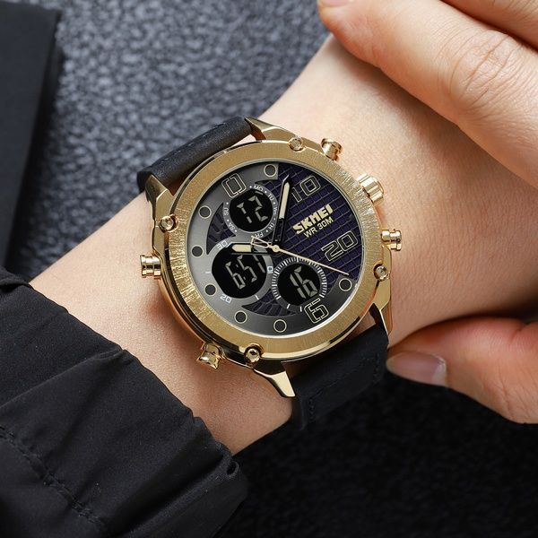 Skmei 1975LGDBK Gold-Black Leather 1080-2018 фото