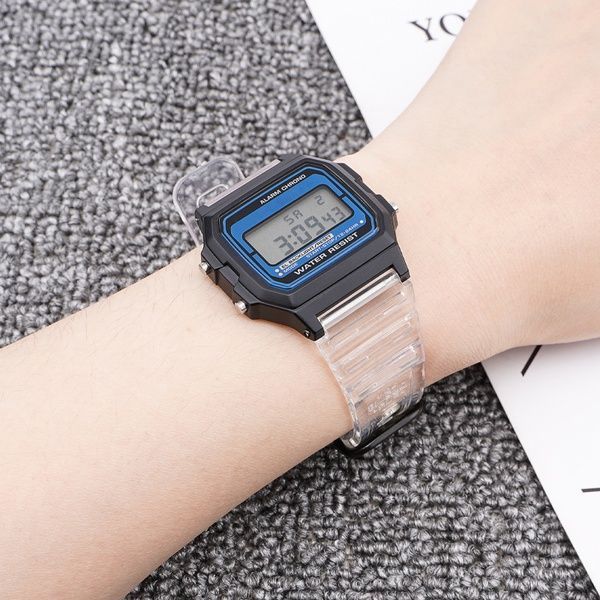 Ремінець для Casio G-Shock F-84/94/105, F-91W, AE1300 Jelly Transparent Silver 1051-0927 фото