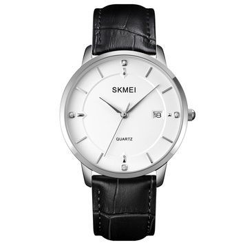 Skmei 1801LSIWT Silver-Black White Leather 1080-1632 фото