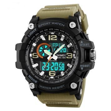 Skmei 1283 Black-Khaki Wristband. 1080-0106 фото
