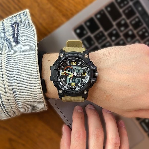 Skmei 1283 Black-Khaki Wristband. 1080-0106 фото