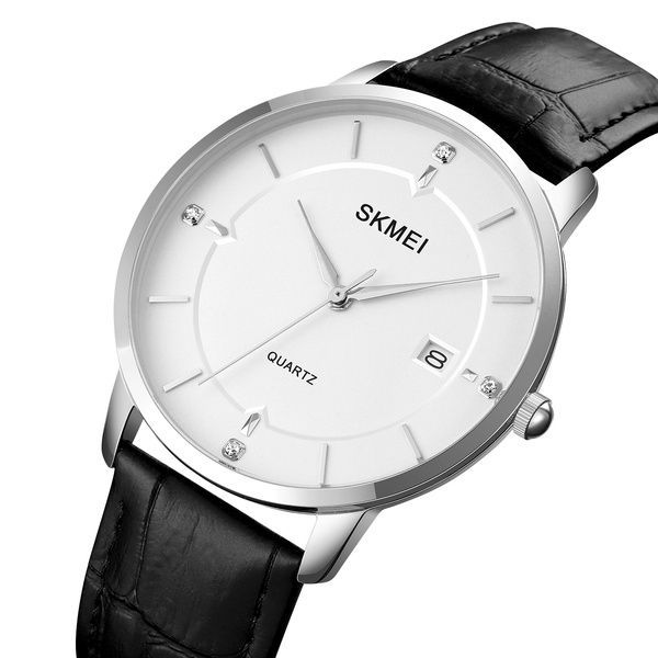 Skmei 1801LSIWT Silver-Black White Leather 1080-1632 фото