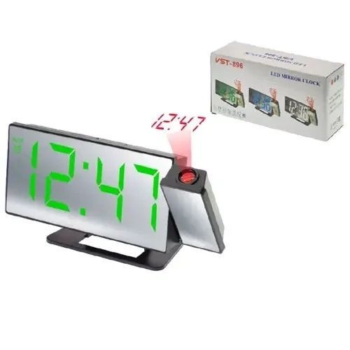 Електронний настільний LED годинник від USB VST-896 з проекцією, зелена підсвітка 6DS/896-4 фото