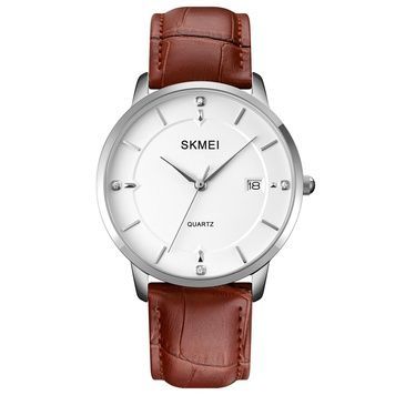 Skmei 1801LSIBN Silver-White Brown Leather 1080-1634 фото